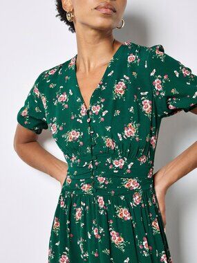 Milkmaid Pleated Waist Midi Dress